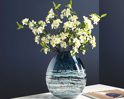 Ocean Blue Glass Vase Decor