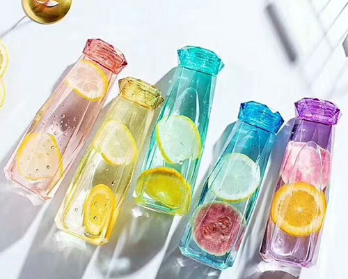 Colored Diamond Shaped Glass Water Bottles