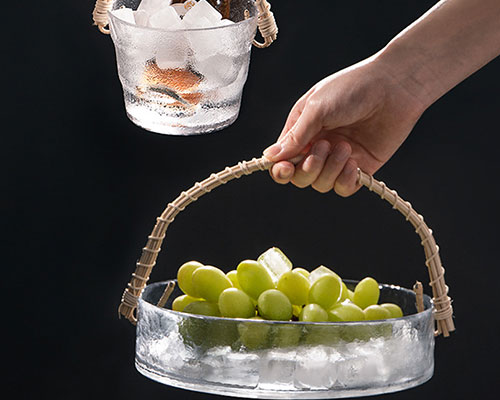 Crystal Glass Basket With Handle