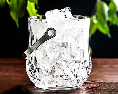 Crystal Ice Bucket With Metal Handle