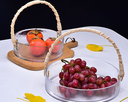 Glass Fruit Basket With Handle