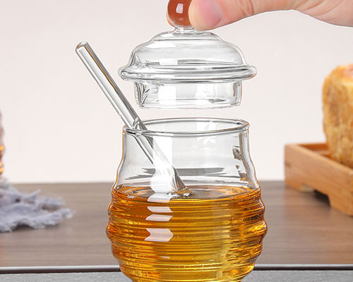 Glass Honey Pot With Glass Dipper