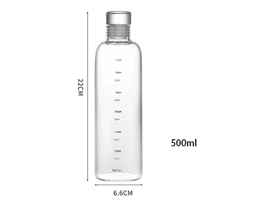 Glass Water Bottle With Time Markings