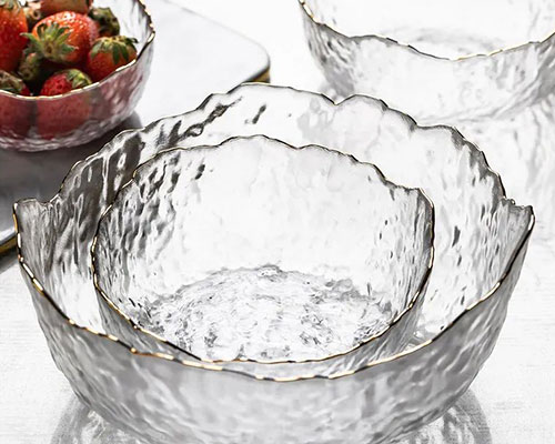 Hammered Clear Glass Bowls