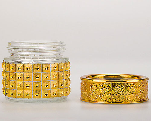 Gold Glass Container With Lid