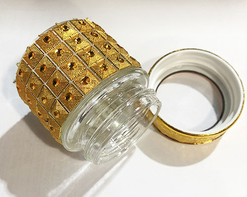 Round Glass Jar With Gold Lid
