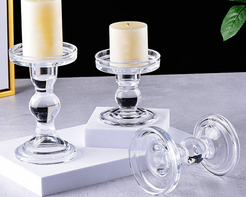 Clear Glass Pillar Candle Holders