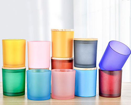 Frosted Colored Glass Candle Jars