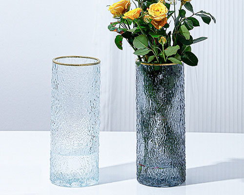 Patterned Glass Cylindrical Vase