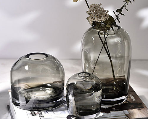 Smoked Black Glass Cylinder Vases