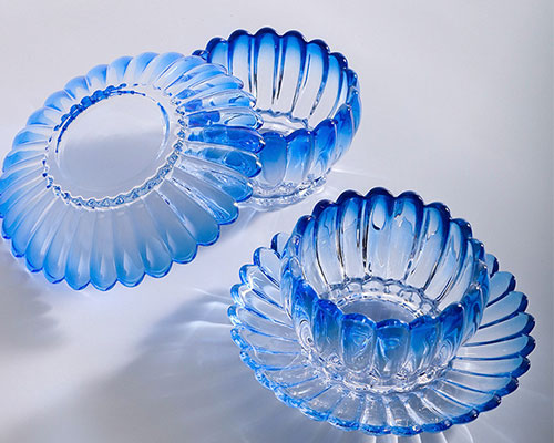 Blue Glass Bowls and Plates
