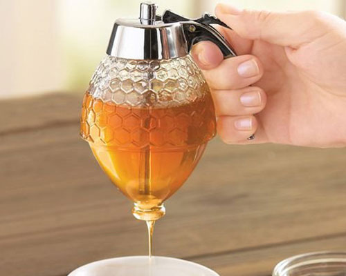 Glass And Stainless Steel Honey Dispenser