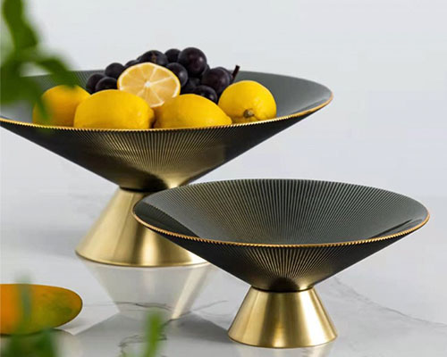 Glass Fruit Bowl With Metal Stand