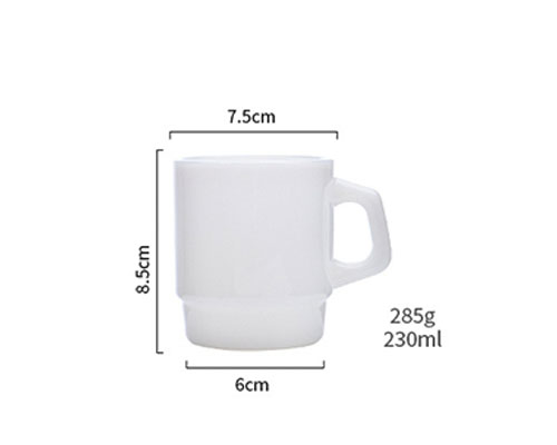 White Glass Cup with Handle