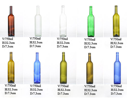 Empty Colored Wine Bottles
