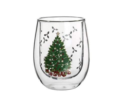 Double Layer Christmas Tree Glass Mug