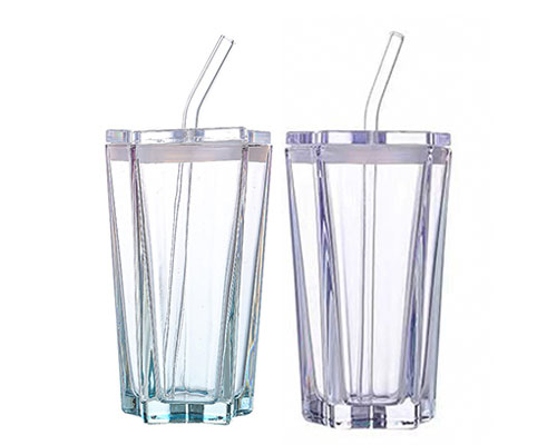 Glass Iced Coffee Cups With Straw