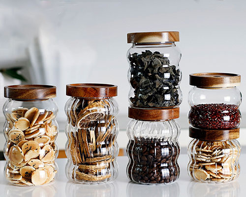 Glass Jars With Acacia Lids Wholesale