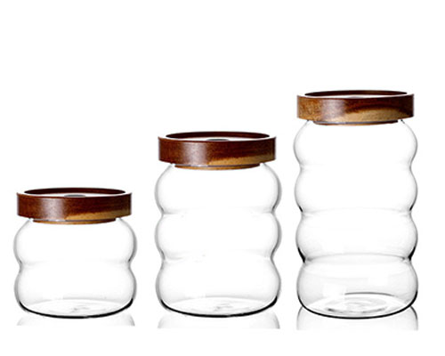 Glass Jars With Acacia Lids in Bulk