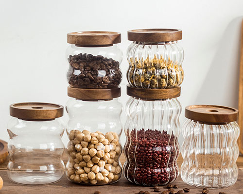 Glass Storage Jars With Acacia Lids