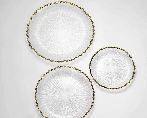 Gold Rimmed Round Glass Plates