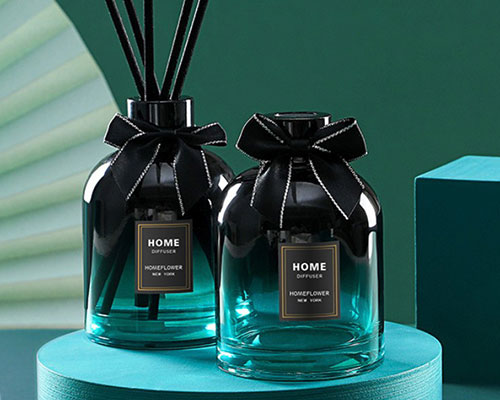 Green and Black Glass Diffuser Bottles