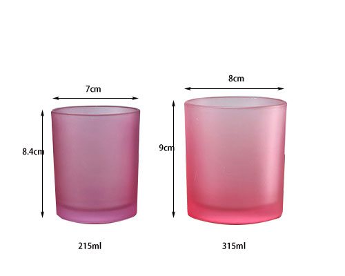 Pink Frosted Glass Candle Jars