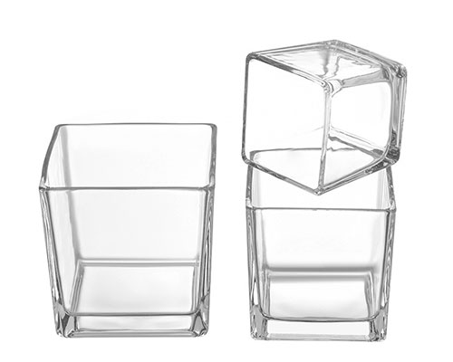 Square Clear Glass Candle Jars