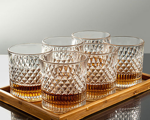 Embossed Clear Glass Whiskey Cups
