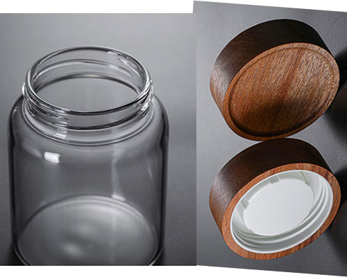 Borosilicate Glass Jar With Wooden Screw Lid