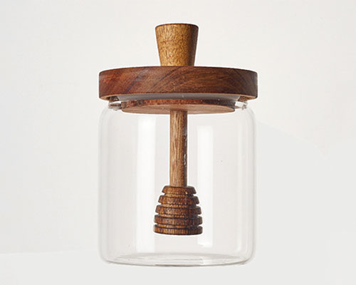 Borosilicate Glass Jar with Wooden Dipper