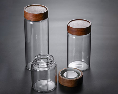 Borosilicate Glass Jars With Wooden Screw Lids