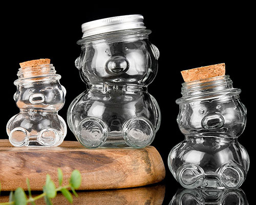 Glass Bear Jars with Lids Wholesale