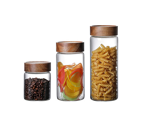 Glass Jars with Wooden Screw Lids
