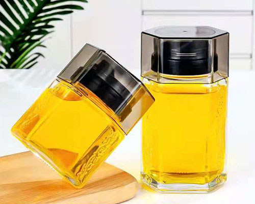 Hexagon Glass Honey Jars with Lids