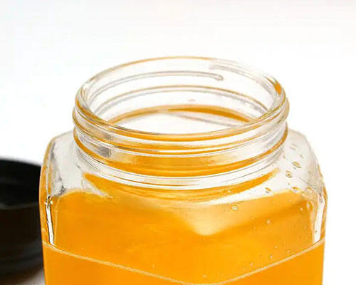 Hexagonal Glass Honey Jar