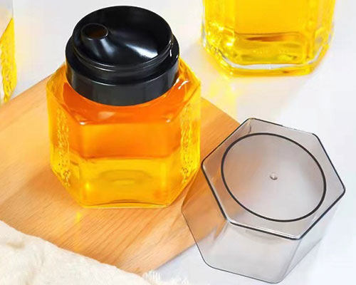 Hexagonal Honey Glass Jar