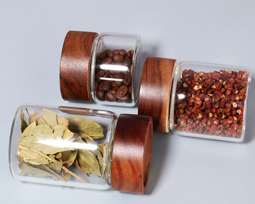 Small Glass Jars with Wooden Screw Lids