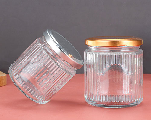 Striped Glass Jars with Metal Lids