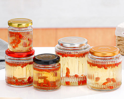 Striped Round Glass Canning Jars