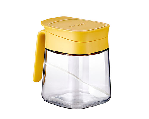 Yellow Glass Spice Jar With Spoon