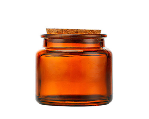 Amber Glass Candle Jar With Cork Lid