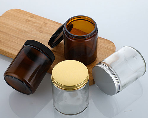 Amber Glass Candle Jars with Lids