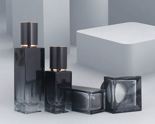 Black Glass Cosmetic Bottle Set