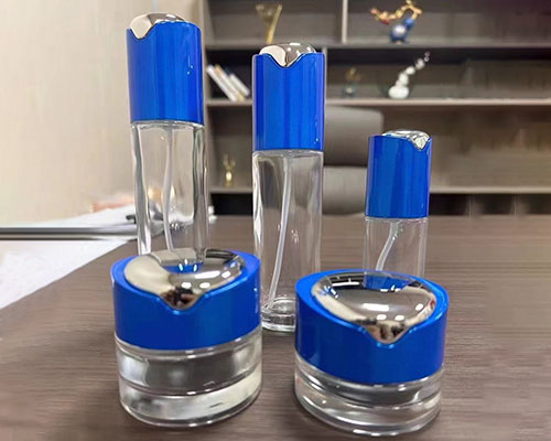 Blue Glass Cosmetic Bottles