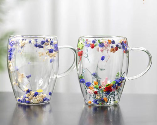 Custom Double Insulated Flower Glass Cups