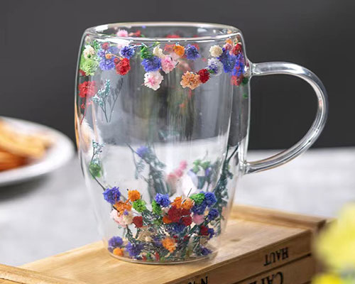 Double Flower Glass Cup