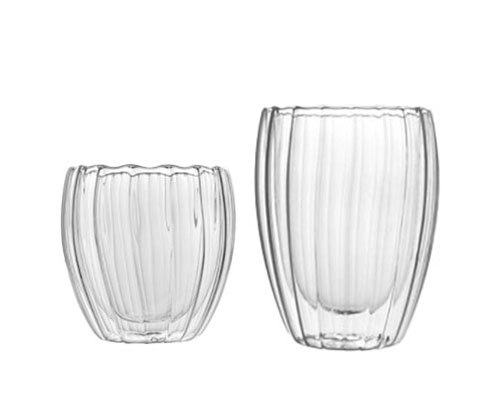 Double Walled Striped Glass Cups