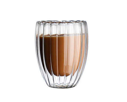Double Walled Striped Glass Tumbler