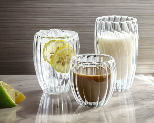 Double Walled Striped Glass Tumblers Wholesale